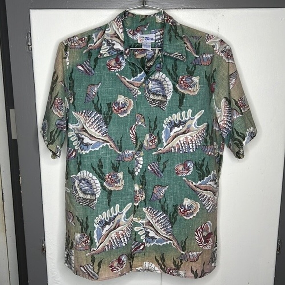 Reyn Spooner Men Hawaiian Shirt Large Beach Sea Shells